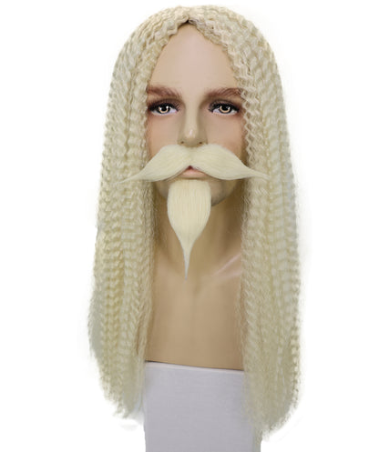 HPO Men's Curly Musketeer Wig Beard & Mustache Set | Multicolor Options | Halloween and Cosplay Wig | Flame-retardant Synthetic Fiber
