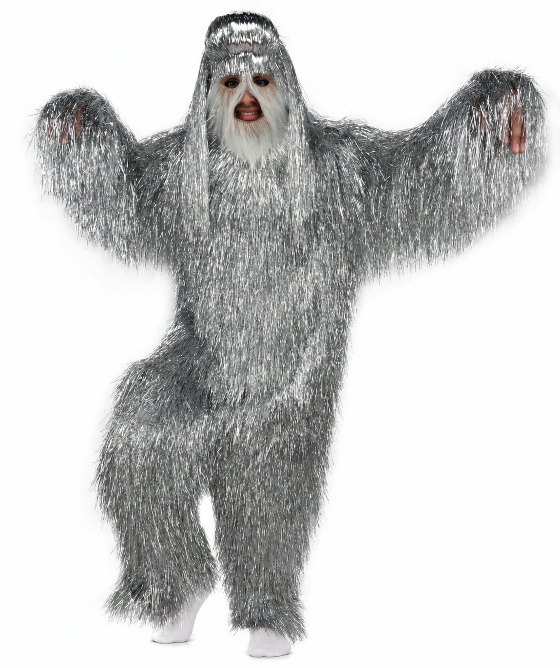 HPO UnisexTinsel Hairy Costume, Bundle & Mask Set | Full-Body Suit & Matching Mask | Long Hair Funny Costume for Halloween, Performers, Cosplay & Mascots | Multicolor Options