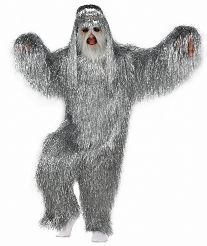 HPO UnisexTinsel Hairy Costume, Bundle & Mask Set | Full-Body Suit & Matching Mask | Long Hair Funny Costume for Halloween, Performers, Cosplay & Mascots | Multicolor Options