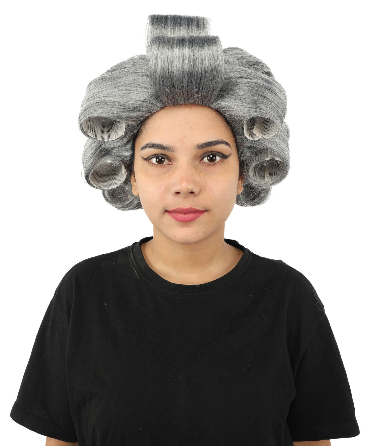 HPO Adult Women's Retro Roller Set Pink Wig | Multiple Color Options, create of synthetic fiber, large cylindrical curler texture, capless cap | Party, Halloween, theater, drag, performance, costume events