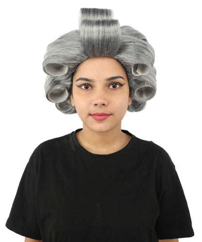 HPO Adult Women's Retro Roller Set Pink Wig | Multiple Color Options, create of synthetic fiber, large cylindrical curler texture, capless cap | Party, Halloween, theater, drag, performance, costume events
