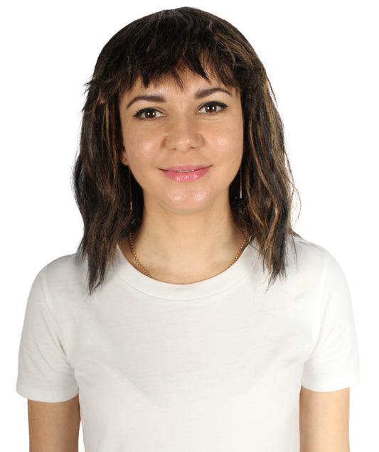 Auburn Blonde Bangs Wavy Fancy Wig