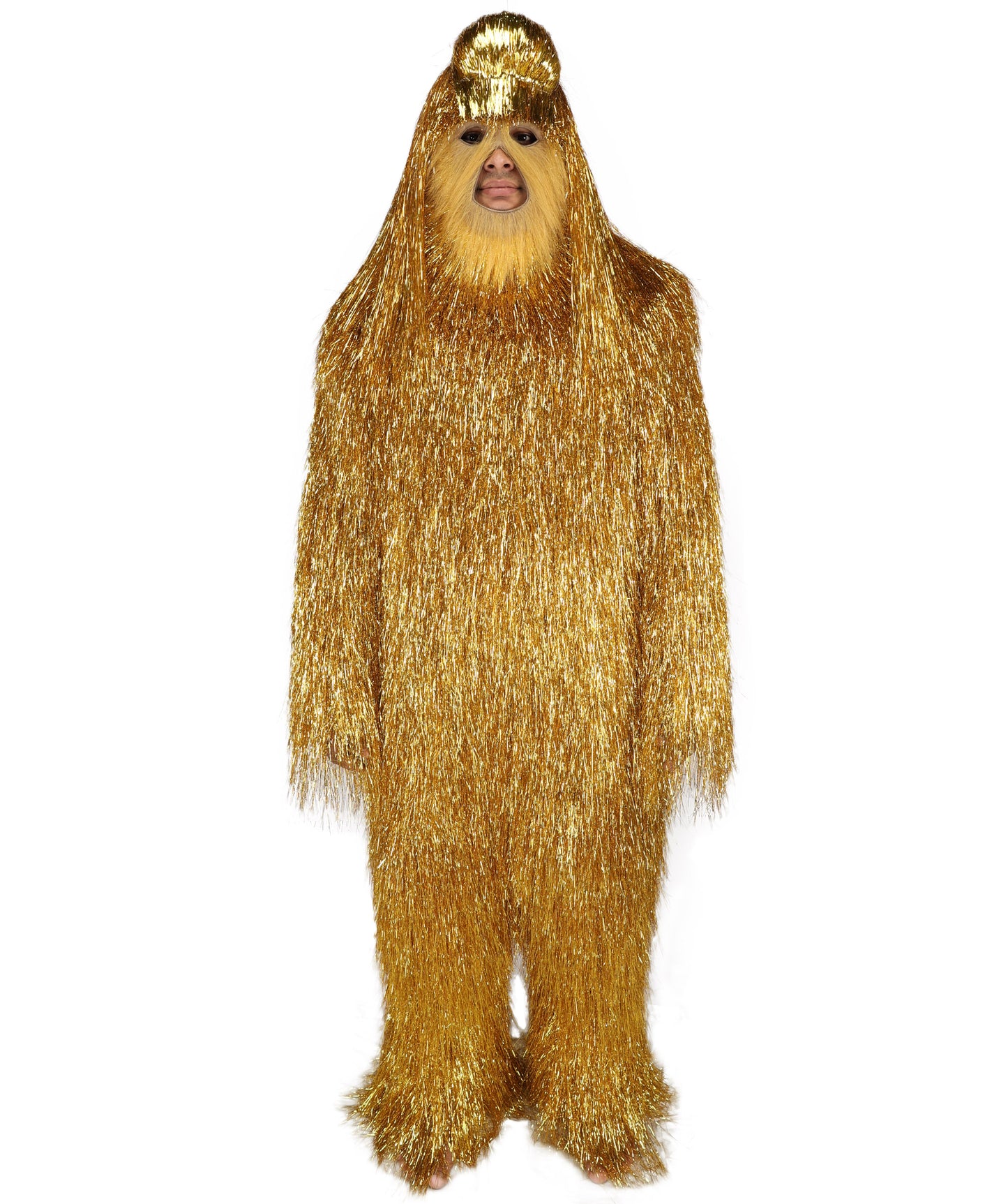 HPO UnisexTinsel Hairy Costume, Bundle & Mask Set | Full-Body Suit & Matching Mask | Long Hair Funny Costume for Halloween, Performers, Cosplay & Mascots | Multicolor Options