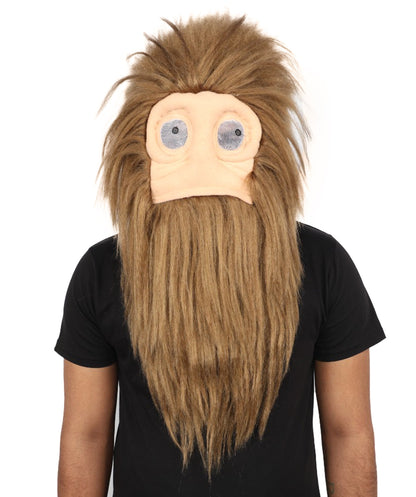 Adult Brown Furry Monster Costume Bundle & Mask Set with Tail | Bodysuit with Head Mask for Men | for Halloween, Cosplay & Themed Parties