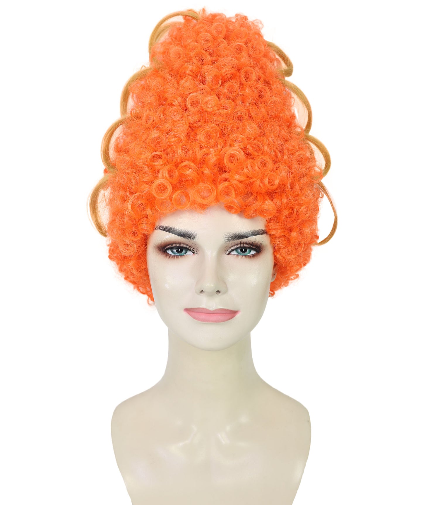 HPO Women's Fancy Bouffant Orange Wig | Medium Retro Updo Hairpiece for Women | Adjustable Inner Straps Cap | Lightweight Wig for Parties & Cosplay