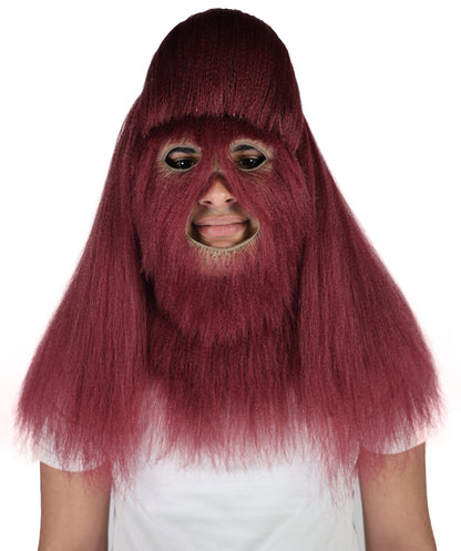 HPO Unisex Extreme Hairy Person Costume, Mask and Bundle - Full-Body Hair Suit Extra-Long Ash Brown Costume Wig for Halloween, Cosplay & Parties