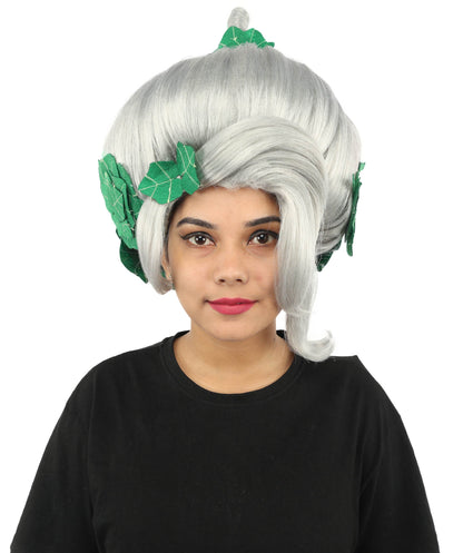 HPO Adult Women's Sculpted Pumpkin Show Wig | Multiple Color Options | Create of synthetic fiber, massive spherical updo with green leaf accents, breathable base | Halloween, theater, drag, performance, party, costume events