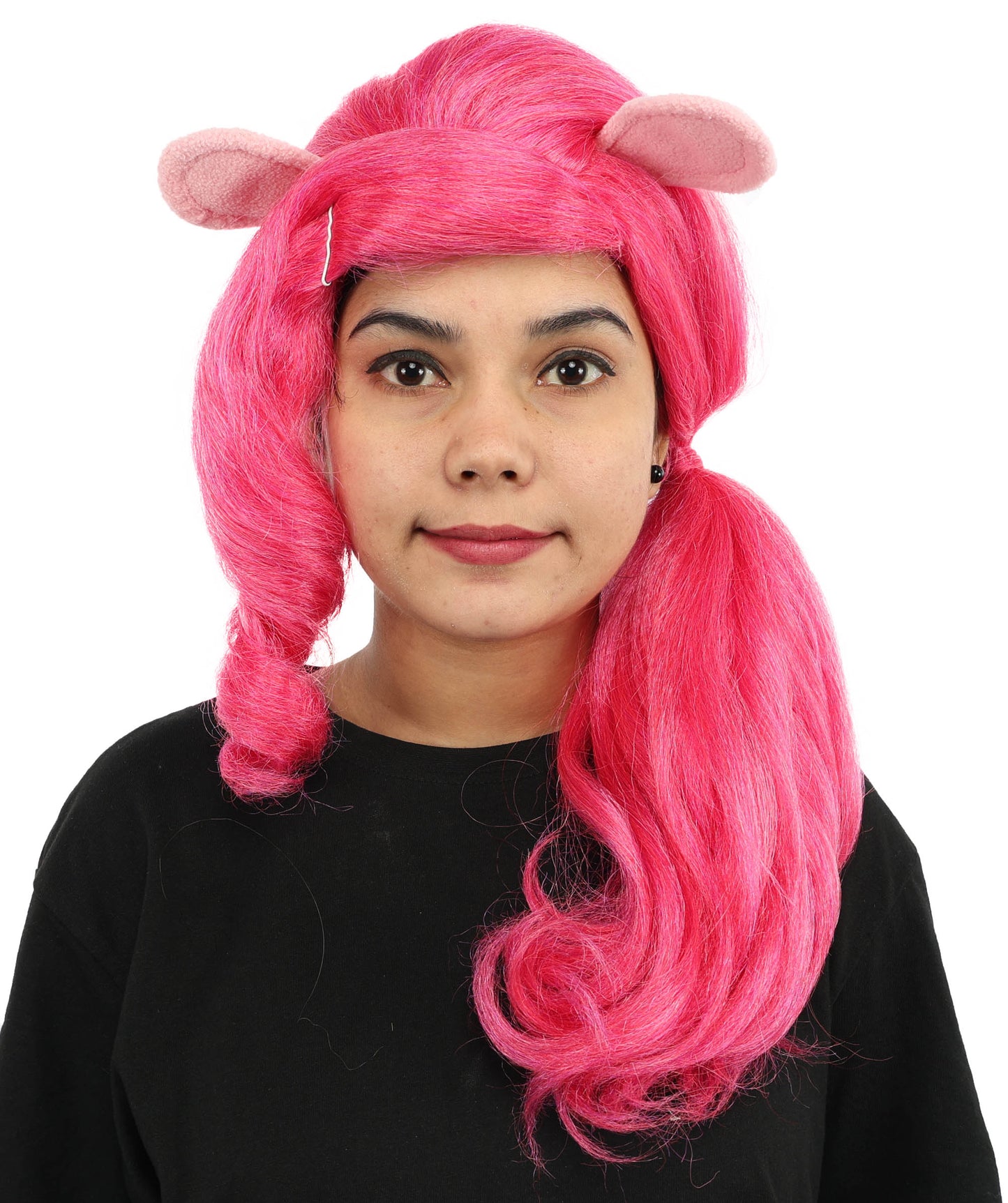 HPO Women’s 20” Pink Ponytail Wig with Cute Accessory | Fun Hairpiece for Halloween, Cosplay Parties & Roleplay | Capless Cap Design