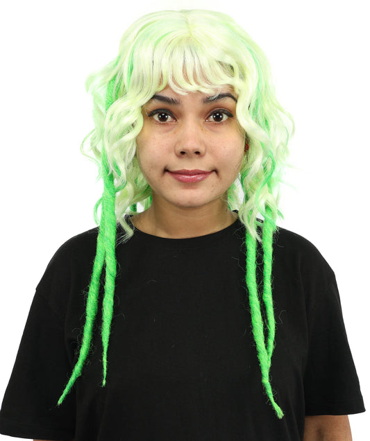 HPO Adult Women's Mullet Wig – Multicolor Fantasy Inspired Hair with Short Front and Long Back | Ideal for Cosplay, Themed Parties, and Unique Character Looks