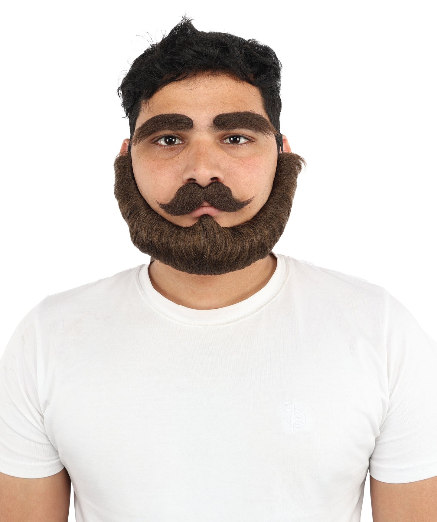 HPO Men's Historical Fake Beard Mustache & Eybrow Set | Thick Eyebrows Mustache Combo Synthetic Fiber | Party Halloween Cosplay Theater Drag Performance Costume Events