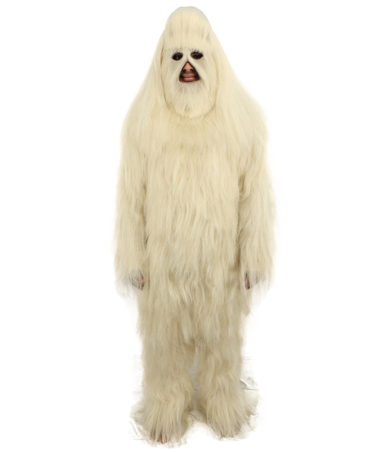 HPO Unisex Extreme Hairy Person Costume, Mask and Bundle - Full-Body Hair Suit Extra-Long Ash Brown Costume Wig for Halloween, Cosplay & Parties