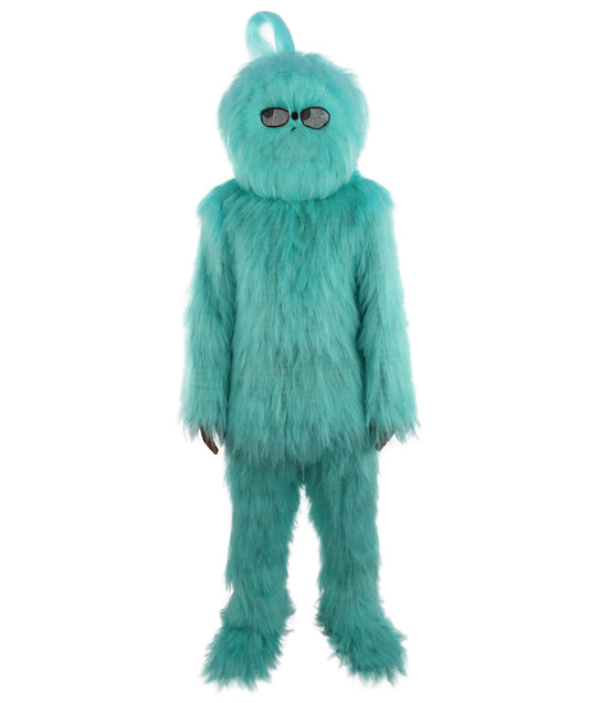 HPO Unisex Blue Furry Monster Costume, Mask and Bundle Set | Full Body Fur Costume with Matching Mask | Soft Plush Halloween Cosplay Outfit for Parties, Mascots & Performers