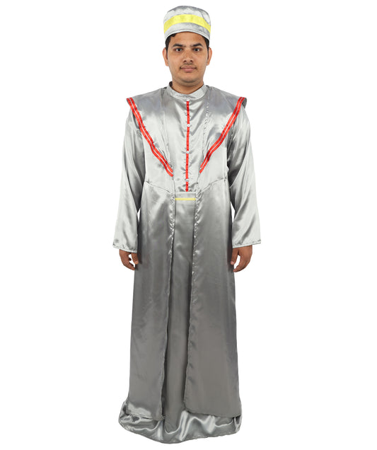 HPO Wizard Elder Deluxe Adult Grey Costume | Long Robe, Hat & Accessories | Magical Fantasy Outfit for Halloween, Cosplay, Parties & Stage Roleplay