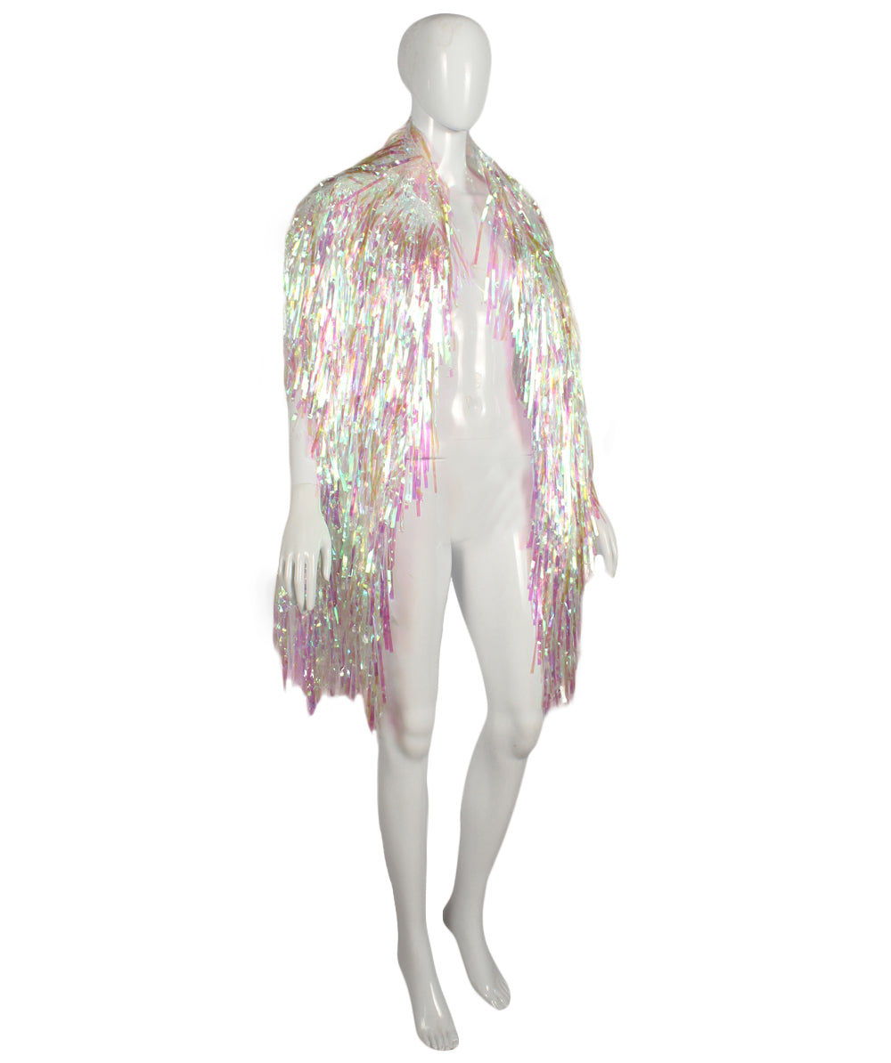 HPO Unisex White Holographic Unisex Tinsel Jacket Costume