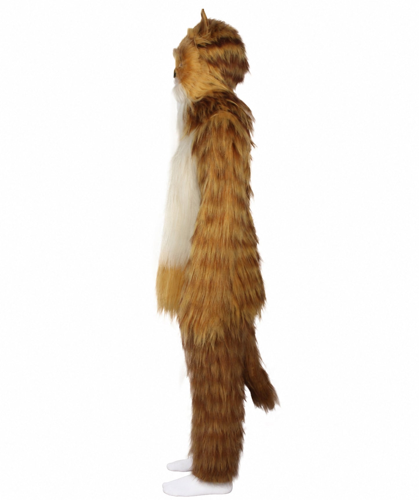 Furry Fox Collection Costume | Women's White and Orange Straight Long Furry Fox Fancy  Costume with Tail