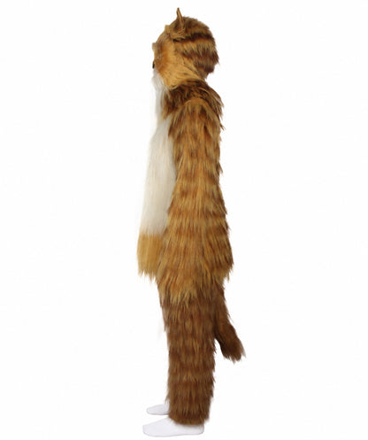 Furry Fox Collection Costume | Women's White and Orange Straight Long Furry Fox Fancy  Costume with Tail