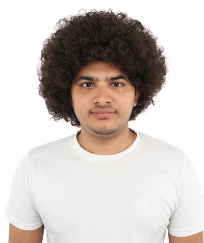 HPO Men's Multi-Color Options Curly Clown Wig | Flame-Retardant Synthetic Fiber and Standard Cap | Ideal for Parties, Cosplay, and Themed Events