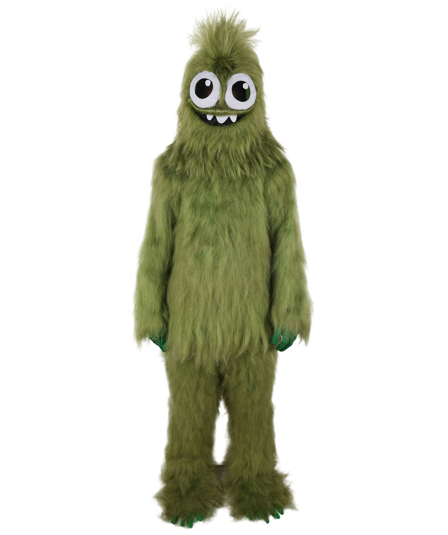 HPO Adult Unisex Olive Green Monster Soft Furry Full Costume, Bundel Set with Mask | Cosplay Mask | Flame-retardant Synthetic Fabric