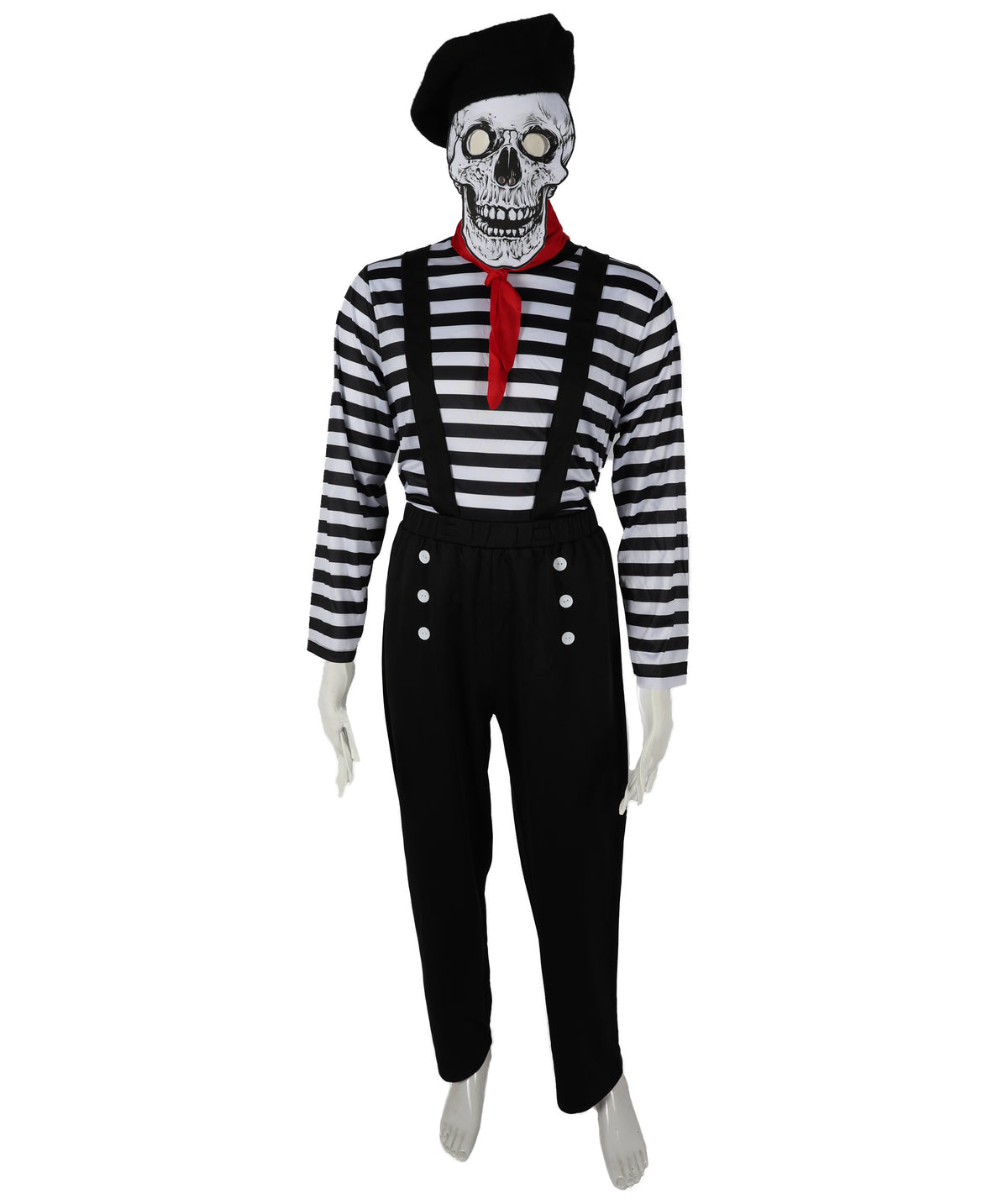 HPO Adult Men’s Classic Black and White Mime Costume – for Halloween and Themed Parties