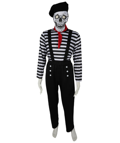 HPO Adult Men’s Classic Black and White Mime Costume – for Halloween and Themed Parties
