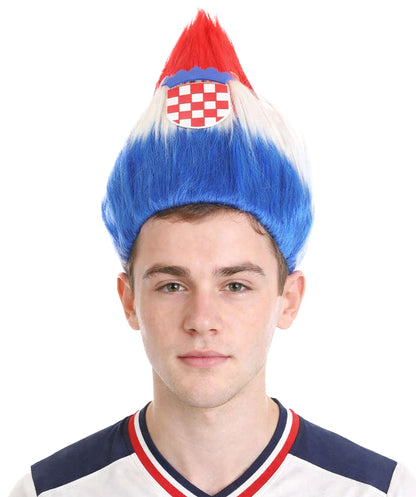 Croatia Flag Sport Troll Wig | Halloween Wigs | Premium Breathable Capless Cap