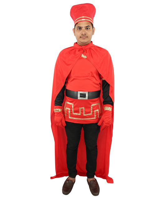 HPO Men’s Red Cloak Costume | Top, Robe & Cape with Headwear | Halloween, Cosplay, Party & Roleplay Outfit for Themed Events