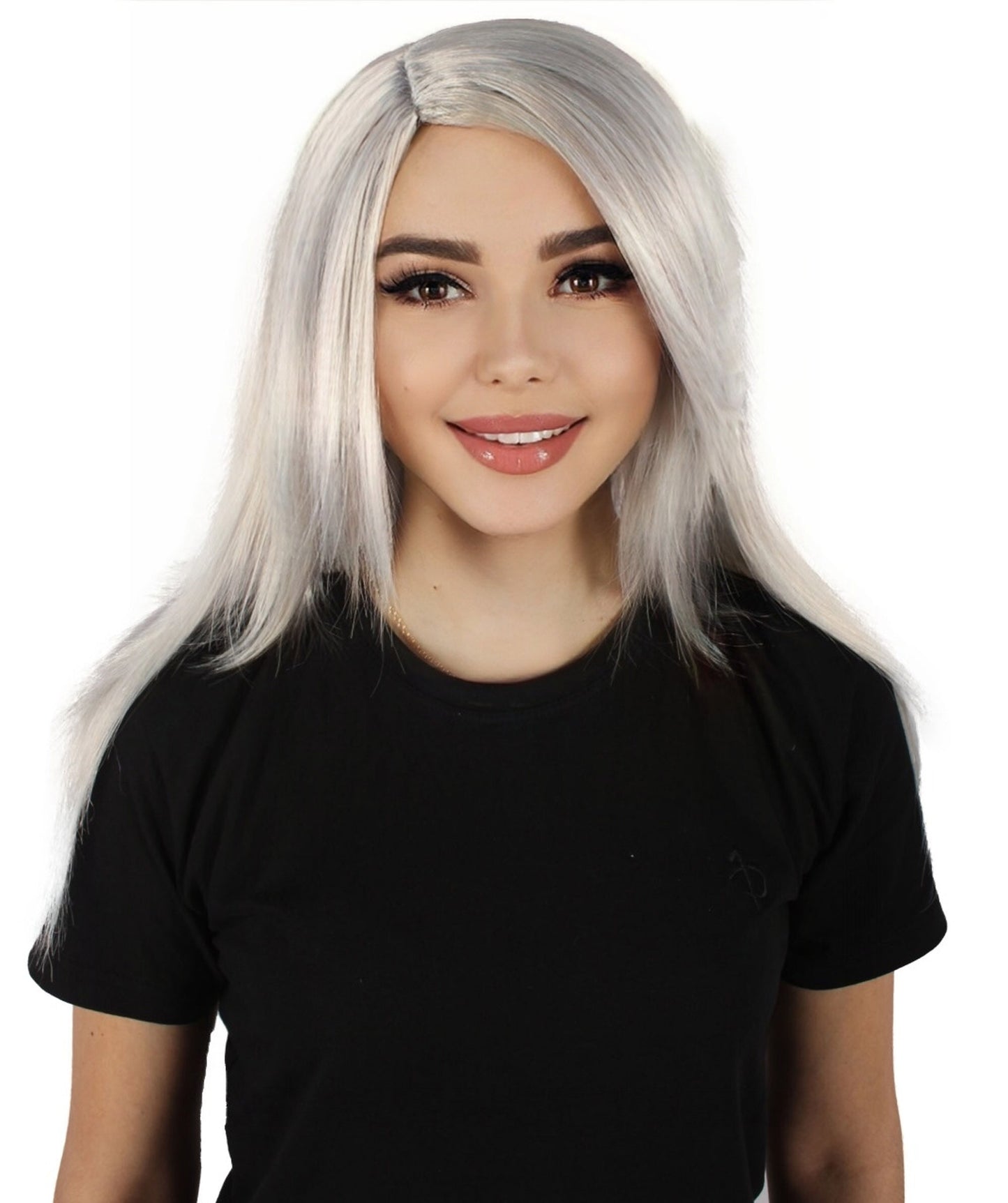 HPO Women's Grey Straight Wig | Flame-retardant Synthetic Fiber | Standard  Wig Cap