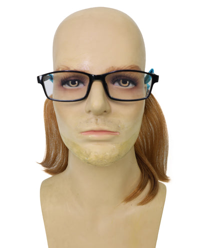 70s 80s Mullet Wig with Eyewear Retainer | Retro Costume Hairpiece for Men and Women | Synthetic Lightweight Party Accessory for Festivals and Theme Events