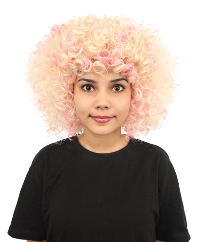 HPO Women's Medium Curly Pop Star Wig | Sleek Synthetic Hairstyle with Bold Vibes | Cosplay, Halloween , Stage Performance & Festival Fashion
