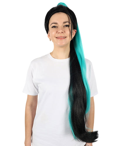 HPO Women LOL KDA The Baddest Kai'Sa Cosplay Wig | Long Ponytail Halloween Party Costume Wig |Ideal for Halloween or Themed Parties | Adjustable & Comfortable Fit