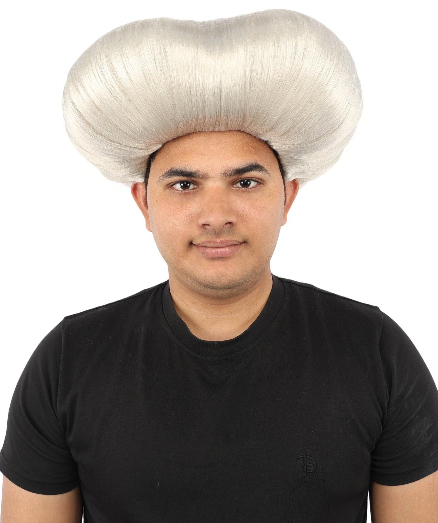 HPO Men's Mad Scientist Wig | High Volume White Vertical Hair with Faux Bald Cap Top & Structured Styling | Halloween Costume Party Theater Prop & Dress Up Accessory | Multicolor Options