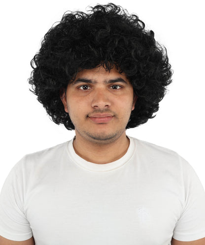 HPO Men's Soft Curly Afro Wig with Multiple Color Options | Flame-Retardant Synthetic Fiber | Perfect for Halloween, Cosplay and Themed Parties