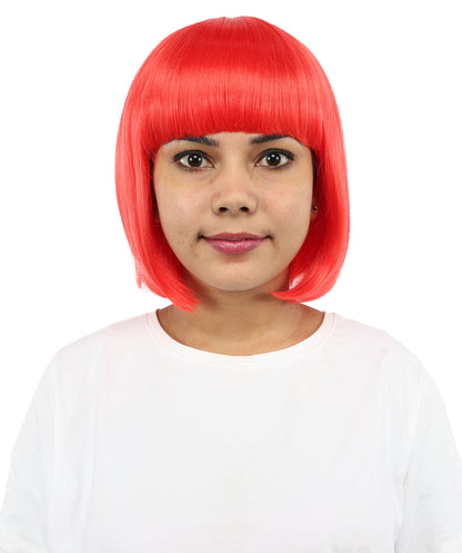 Adult Women’s Medium Bob Wig with Bangs – Layered Hairstyle with Soft Synthetic Fibers & Smooth Texture With Standard Cap | Stylish Hairpiece for Cosplay, Parties & Photo Shoots | Multicolor Options
