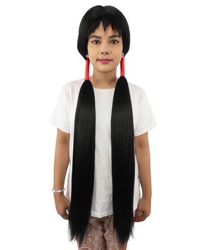 HPO Women's Extra Long Pigtail Wig | Multicolor Options | Floor Length Straight Twin Tails with Bangs, Heat Friendly Synthetic Fiber & Adjustable Cap | Halloween, Fairy Roleplay, Magical Girl Theme, Theater & Carnival