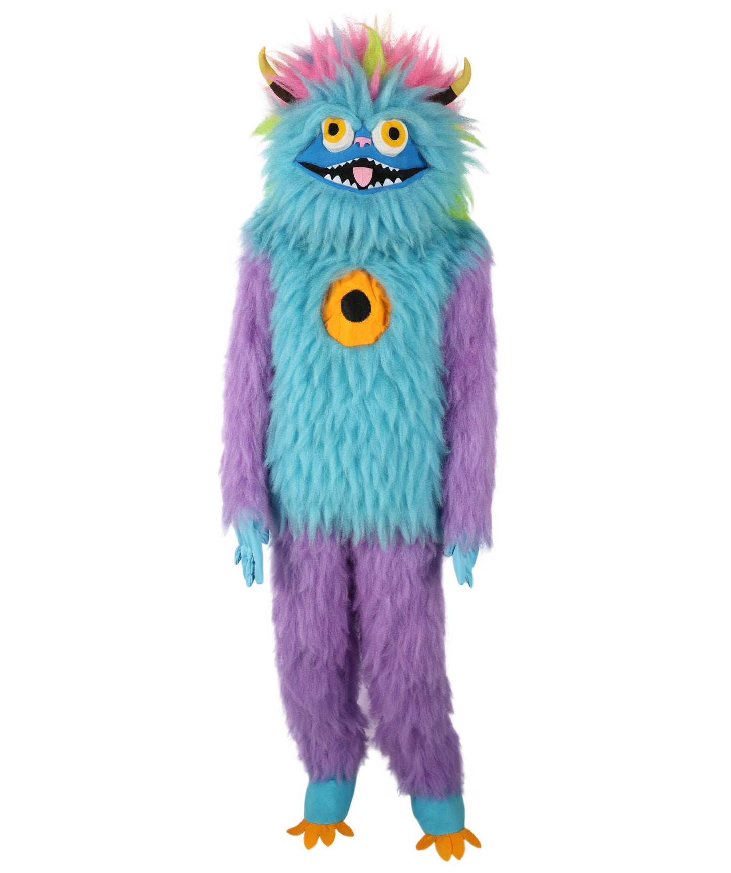 HPO Adult Unisex Furry Rainbow Monster Costume & Bundel Set with Mask | Perfect for Halloween| Flame-retardant Synthetic Fabric