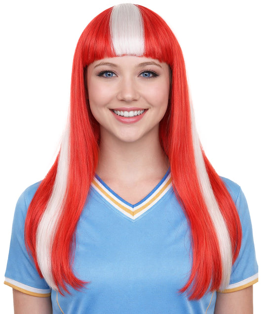 Denmark Flag Sport Party Long Bob Wig | National Pride Fancy  Halloween Wig | Premium Breathable Capless Cap