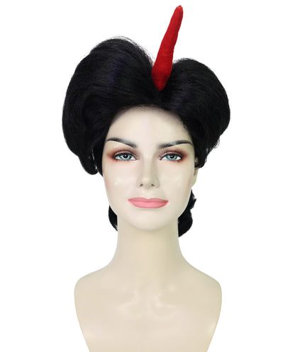 HPO Women's Side Character Demon-Inspired Wig | Short Spiky Black & Red Wig | Hairpiece for Halloween Cosplay Parties & Stage Roleplay