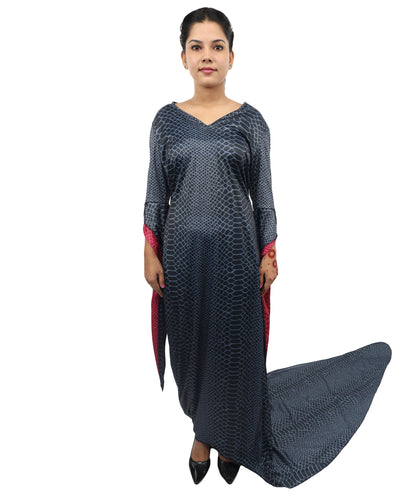 HPO Women's Black Velvet Long Train Gown Costume – Elegant Floor Length Cosplay Dress | Perfect for Halloween, Gothic Parties