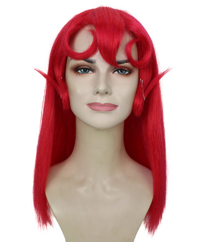 HPO Women's Drag Queen Red Wig I Halloween Wig I Flame-retardant Synthetic Fiber