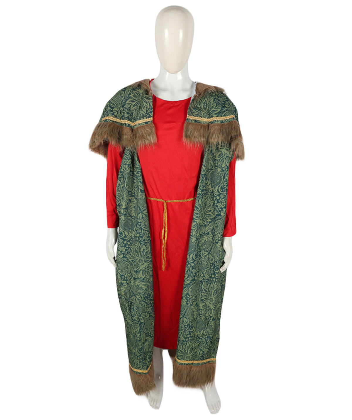 HPO Adult Men's Vintage Santa Claus Costume | Classic Red Velvet Suit with White Faux Fur Trim | Christmas Party Holiday Outfit