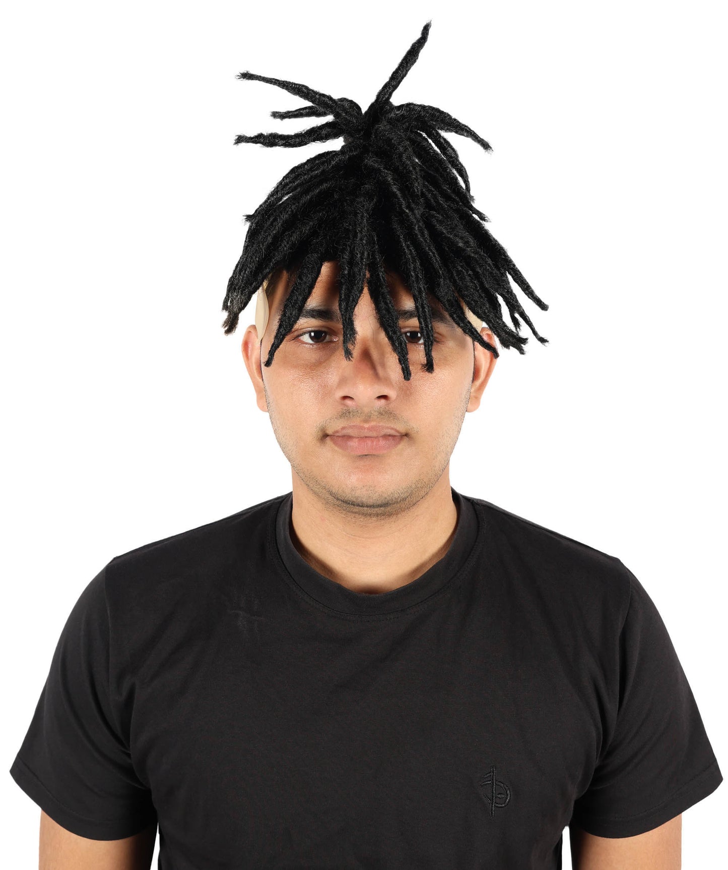 HPO Men’s American Rapper Dark Blue Dreadlock Updo Wig I Non-flammable Synthetic Fiber Wig