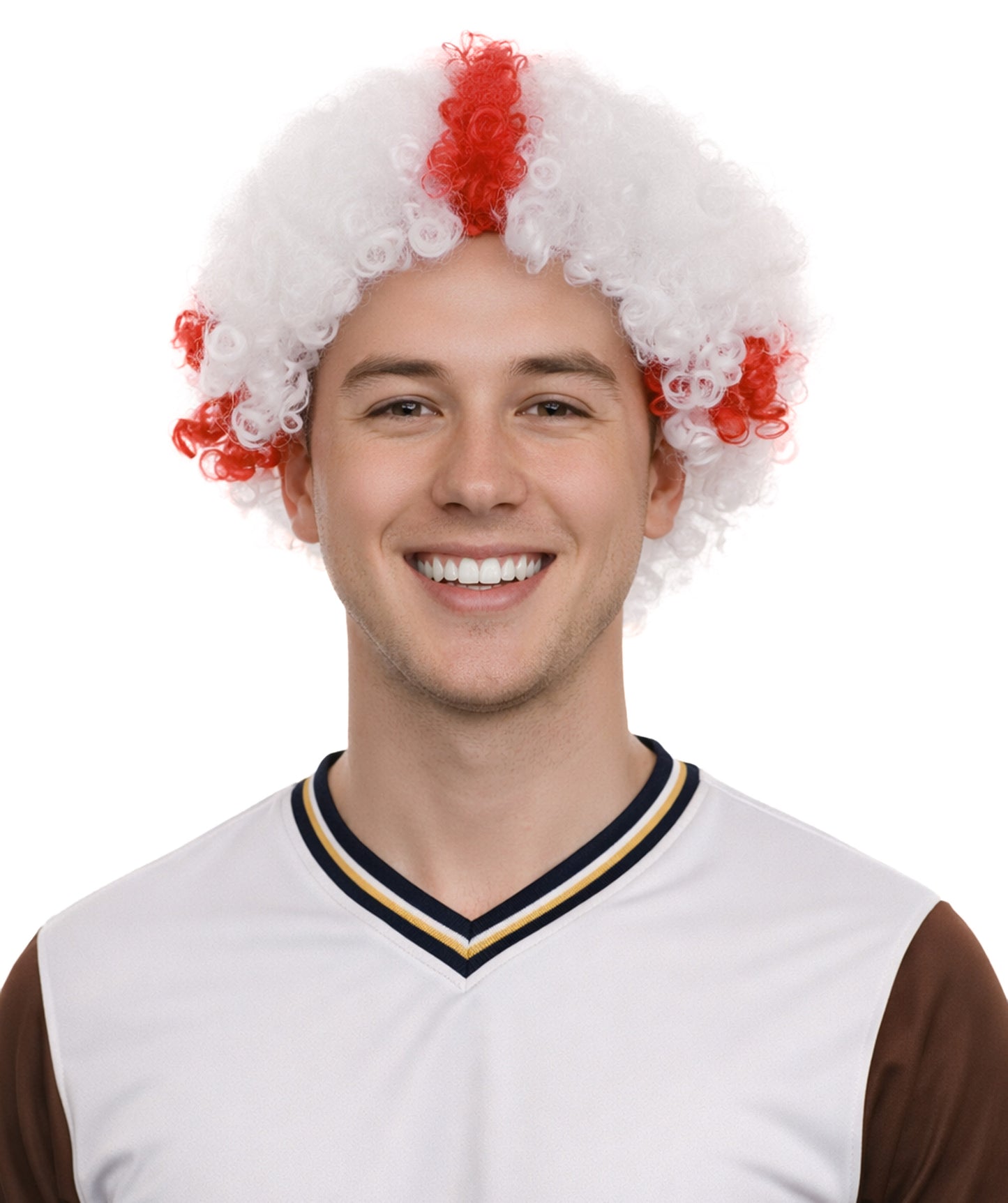 England Sport Afro Fun Wig | Red White Jumbo Wig