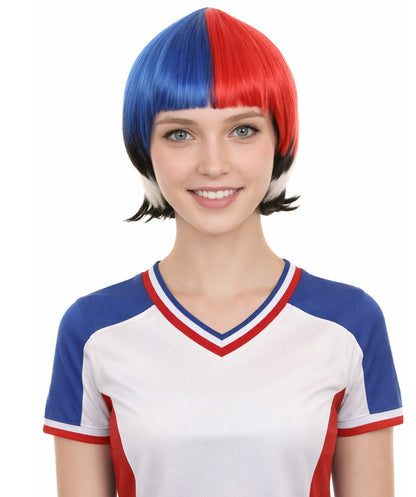 Women Patriotic South Korean Flag Bob Wig | Premium Breathable Capless Cap