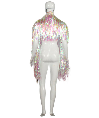 HPO Unisex White Holographic Unisex Tinsel Jacket Costume
