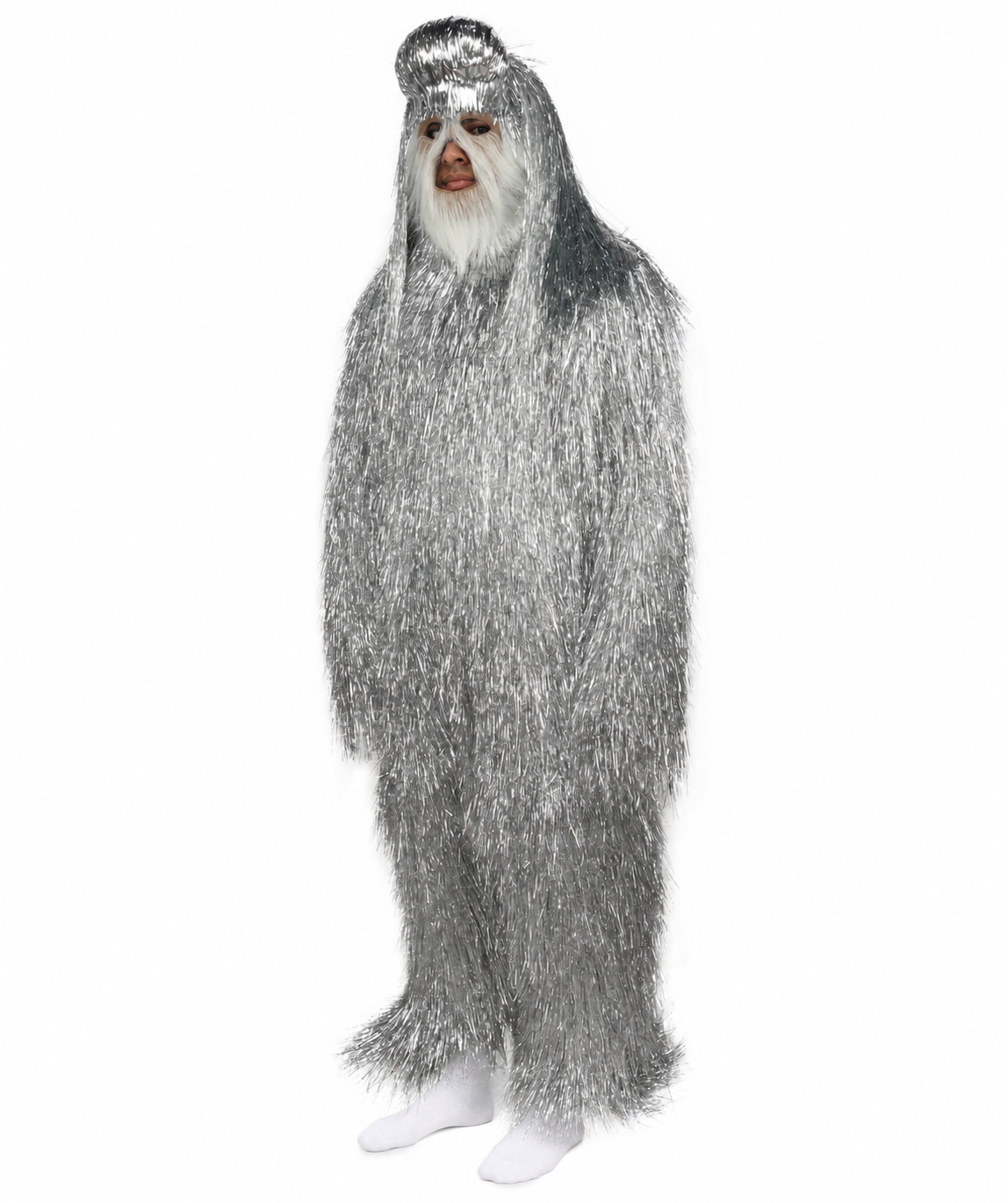 HPO UnisexTinsel Hairy Costume, Bundle & Mask Set | Full-Body Suit & Matching Mask | Long Hair Funny Costume for Halloween, Performers, Cosplay & Mascots | Multicolor Options