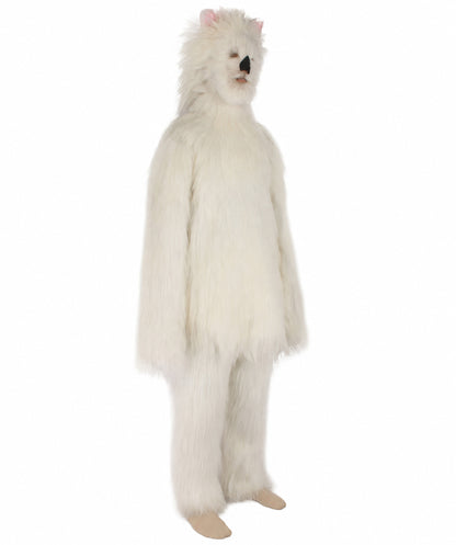 Furry Dog Collection | Men's White Spiked Furry Dog Fancy  Costume with Tail