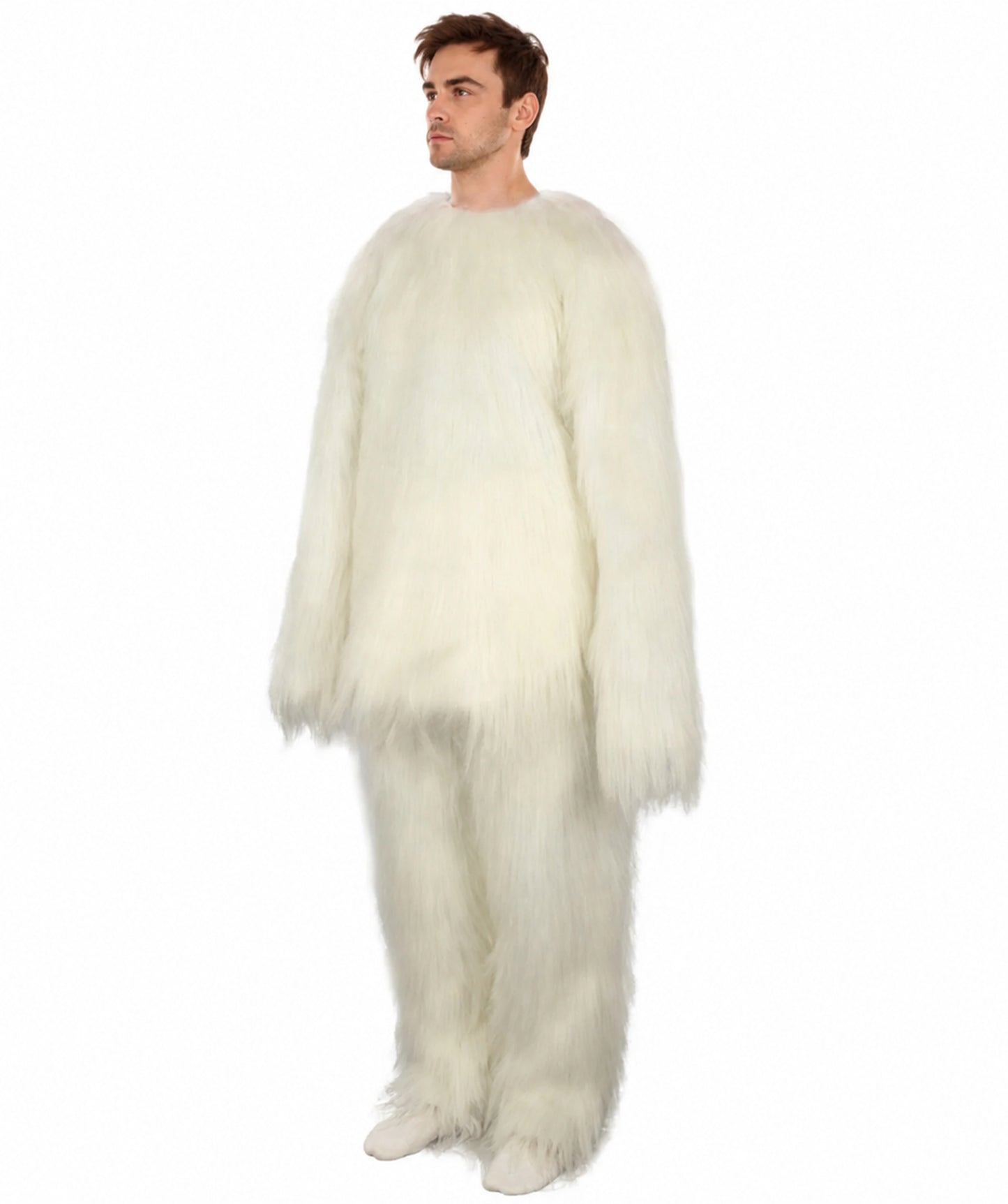 Furry Cat Collection | Men's White Furry Cat Costume with Tail | Fancy Halloween Costume