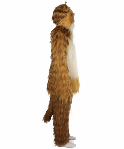 Furry Fox Collection Costume | Women's White and Orange Straight Long Furry Fox Fancy  Costume with Tail
