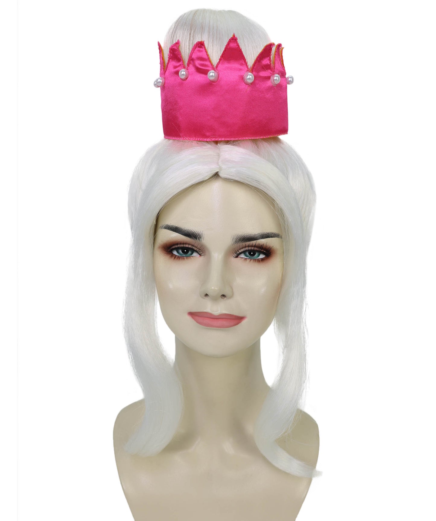 HPO Adult Women’s Long Straight White High Crown Fantasy Princess Wig | Ideal for Halloween | Breathable Capless Cap