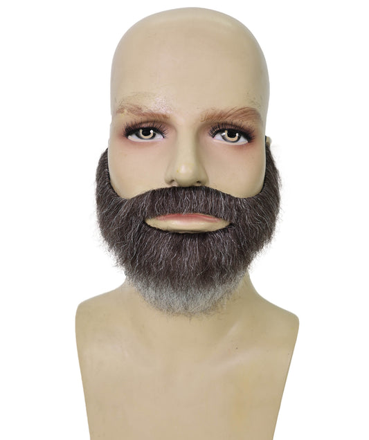 HPO Men’s Thick Curved Fake Multicolor Beard & Mustache – Stick-On Costume Facial Hair | Funny Cosplay, Theatre, Skits, Theme Parties, Retro Disguise & Dress-Up Looks